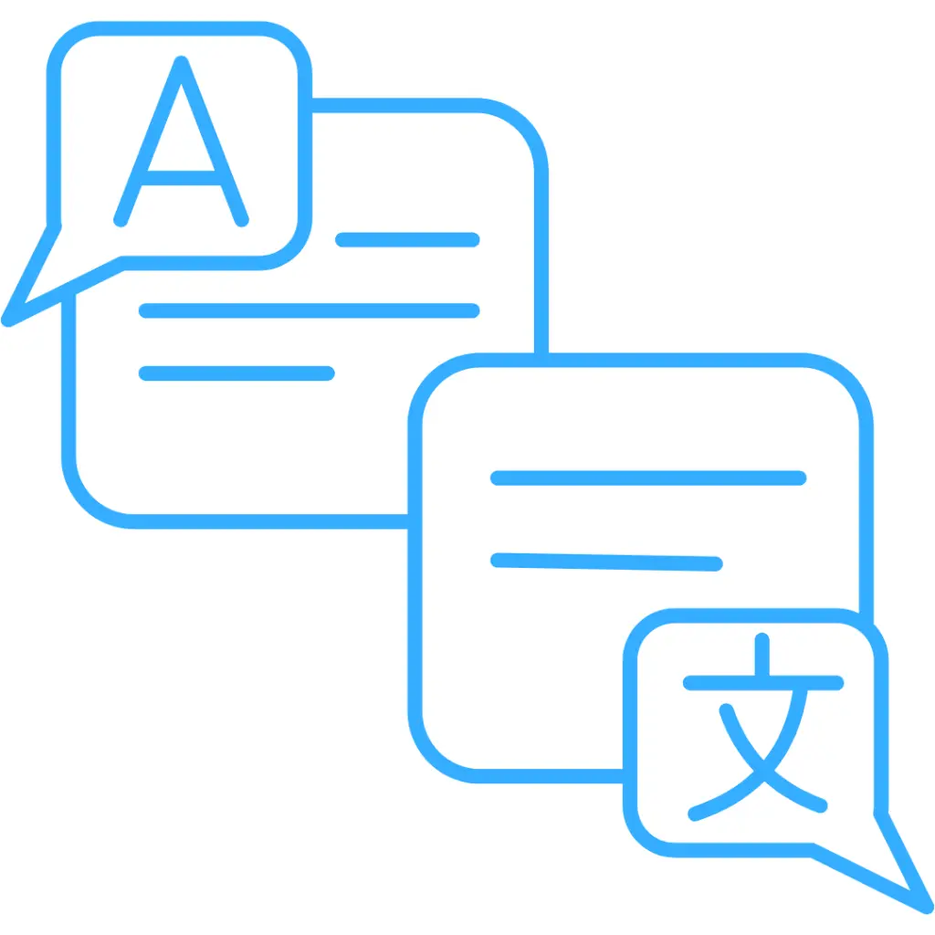 Icône représentant la traduction d'un texte d'une langue A vers une langue B
